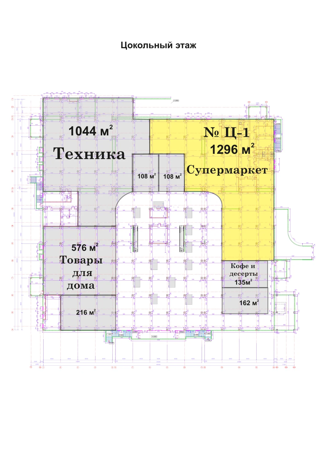 Предварительная архитектурная планировка цокольного этажа KARASAY PLAZA
